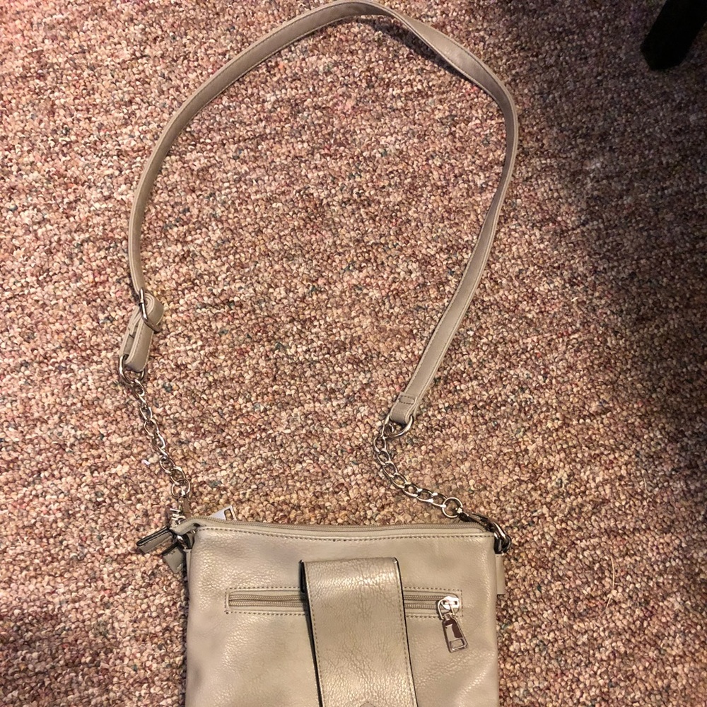 grey leather side purse